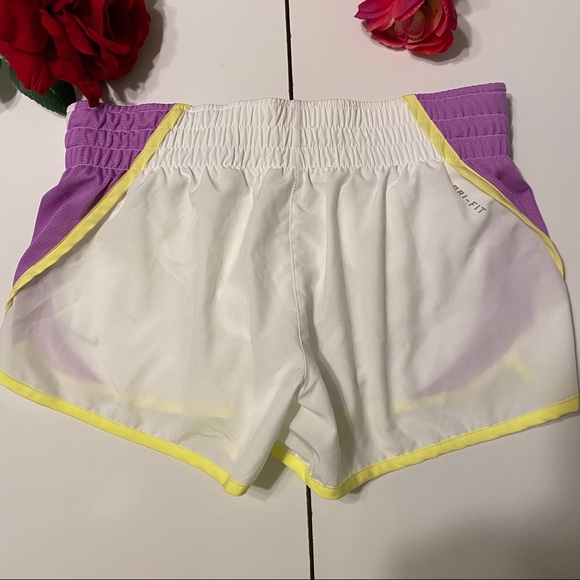 Nike Dri-Fit White Purple Yellow Running Shorts Sm - Picture 4 of 5